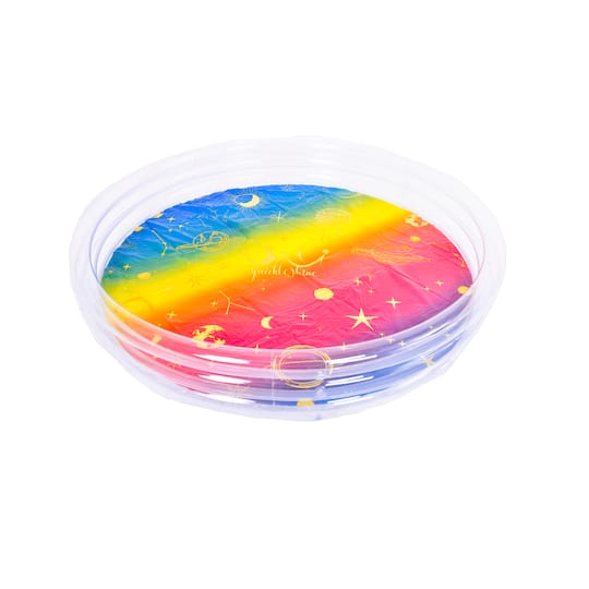 Pool Central® 61.5" Inflatable Round 3 Ring Rainbow Celestial Kiddie Swimming Pool